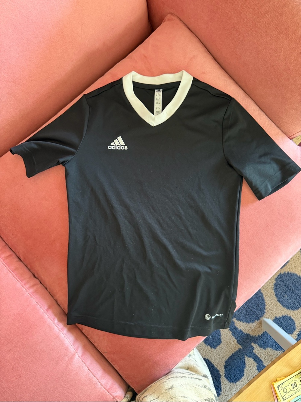 Adidas boys Black V-Neck kids medium